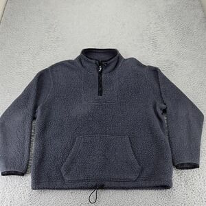 PINK Jacket Womens XL Gray Fuzzy Long Sleeve 1/4 Zip Pull Over Pockets